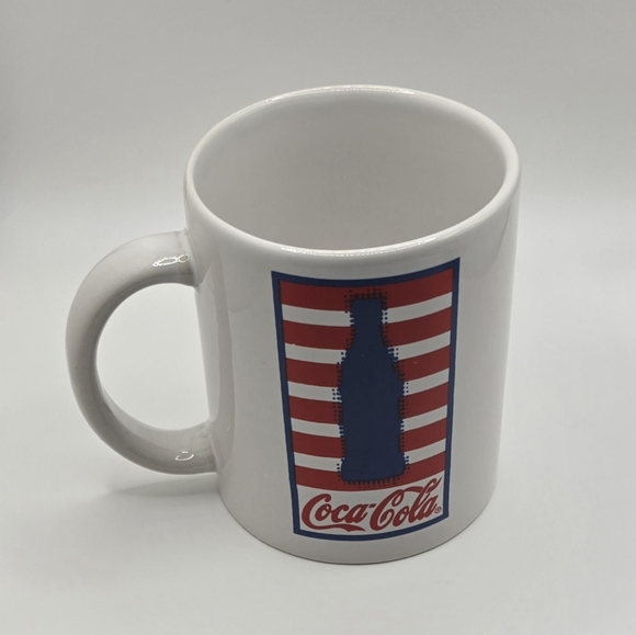2002 Patriotic Coca Cola Gibson Coffee Cug With Blue Bottles Red & White Stripes - Picture 4 of 5